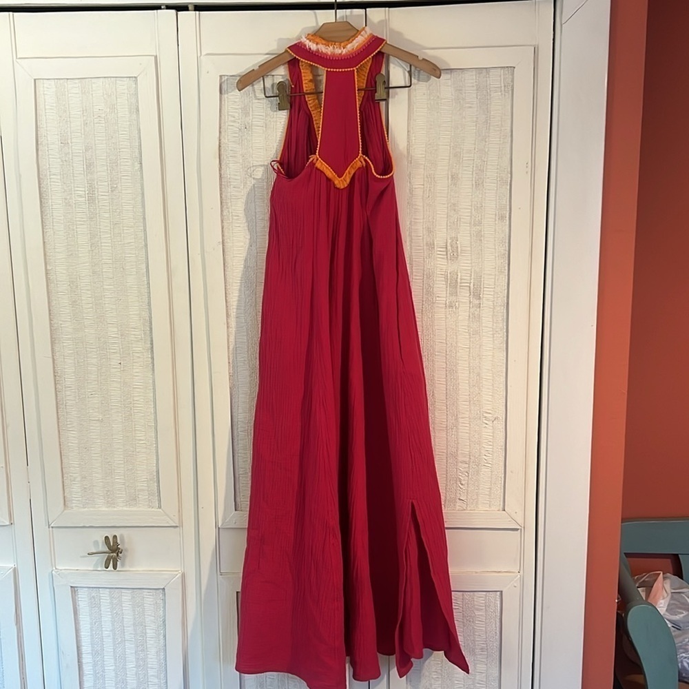 Magaschoni Raspberry T- Back Fringe Dress NWT SZ XS - Picture 5 of 6